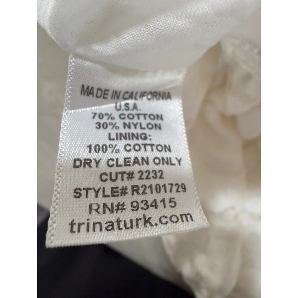 rina Turk White Textured Geo Geometric Lace Bubble Hem Mini Skirt Size 4